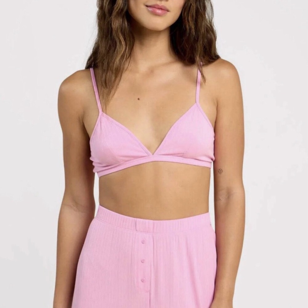 nuuds Light Pink Ribbed Triangle Bralette